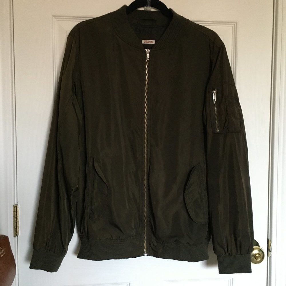 Oversized olive green bomber jacket
